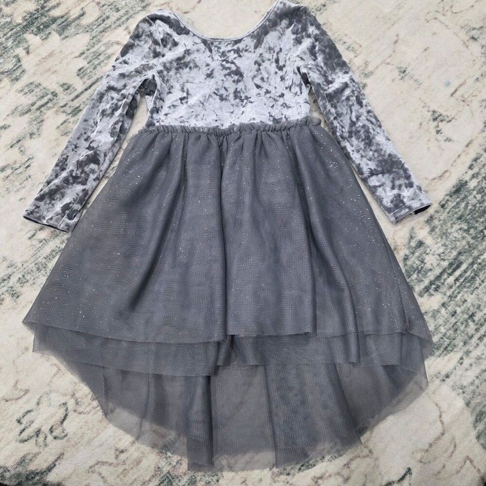 Cat & Jack Gray Velour High Low Formal Dress 3T